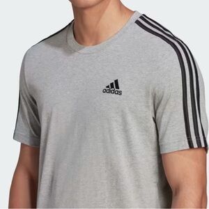 Adidas Blue Short Sleeve Tee with Three-Stripe Design